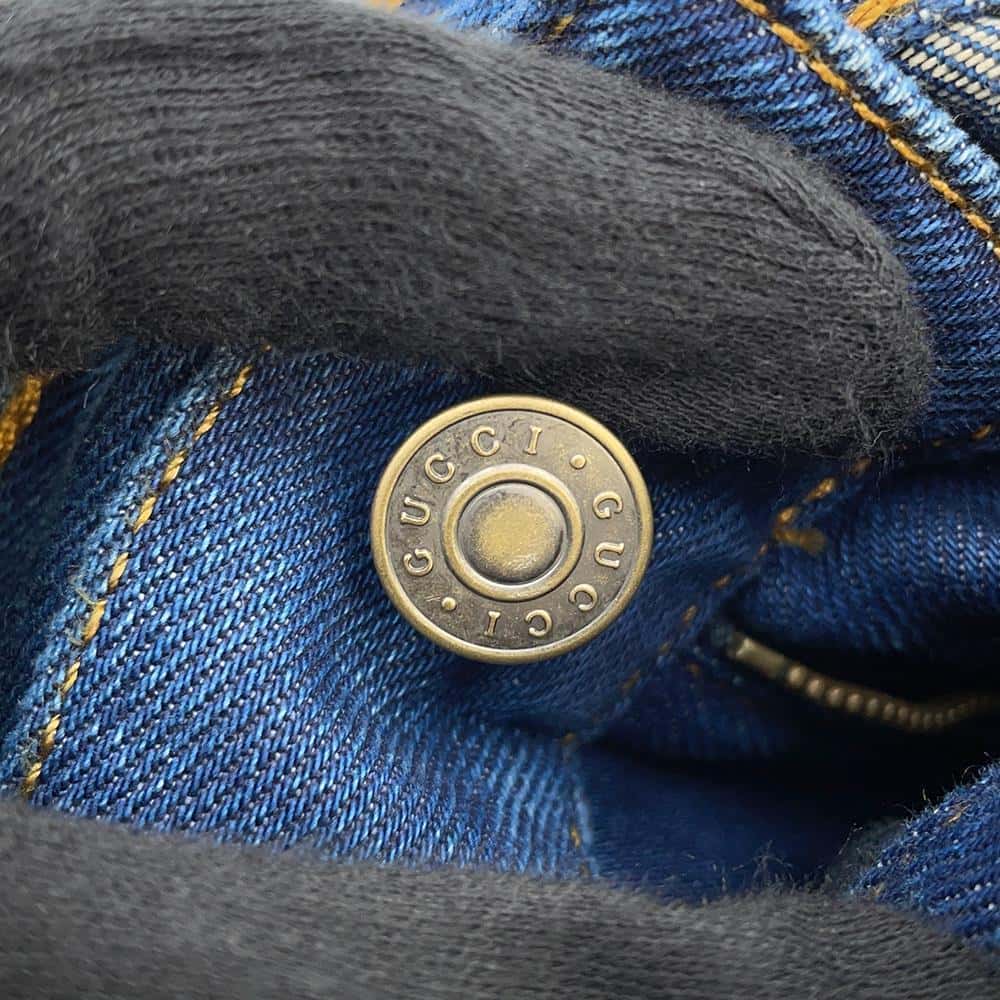 GUCCI Flower x Tiger Embroidery Denim Size 22 Blue 449577 Cotton100%
