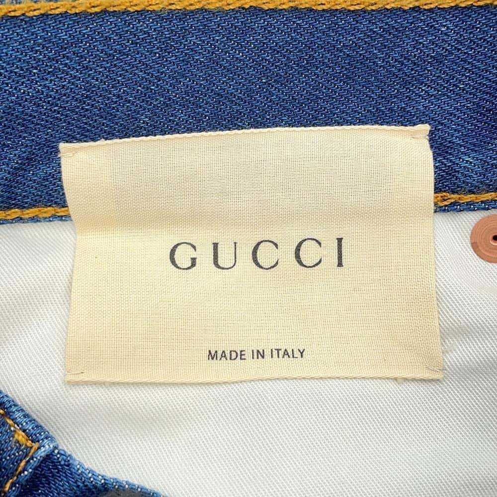 GUCCI Flower x Tiger Embroidery Denim Size 22 Blue 449577 Cotton100%