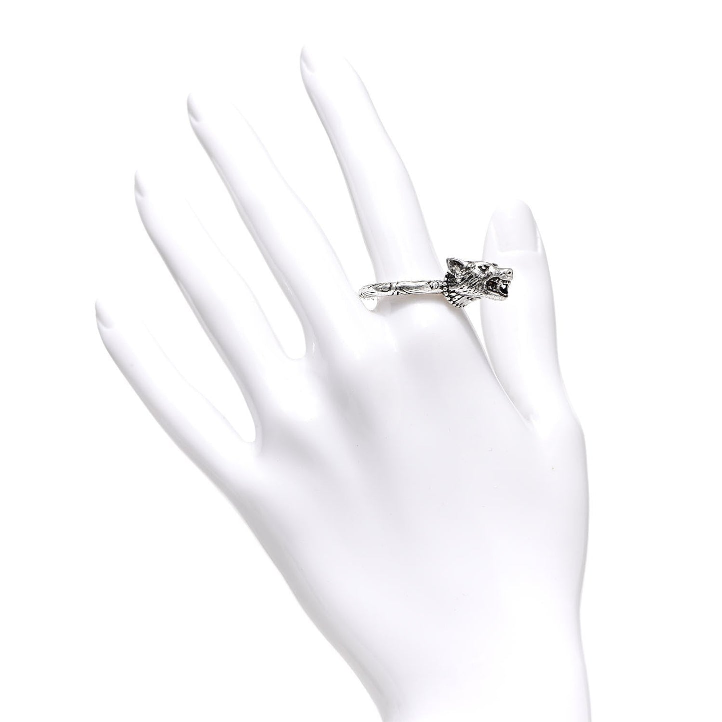 Gucci Anger Forest Wolf Head Ring in Sterling Silver