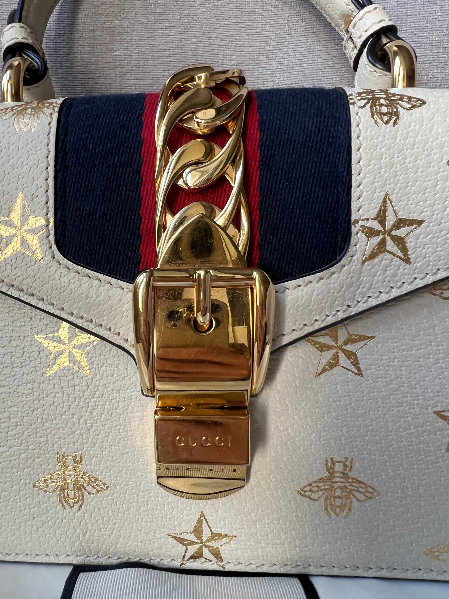 Gucci White Bee Star Sylvie Mini Bag (RRP £1,890)