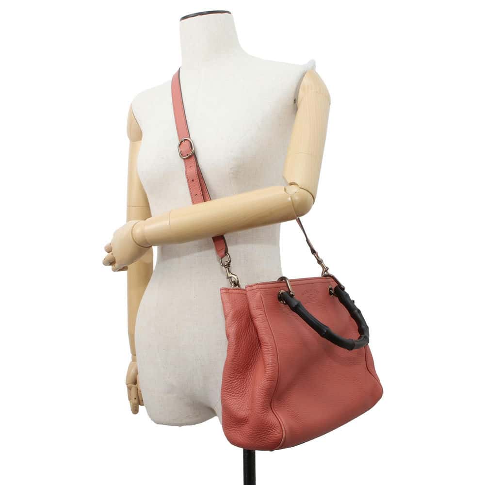 GUCCI Bamboo2wyHandbag Pink 336032 Leather