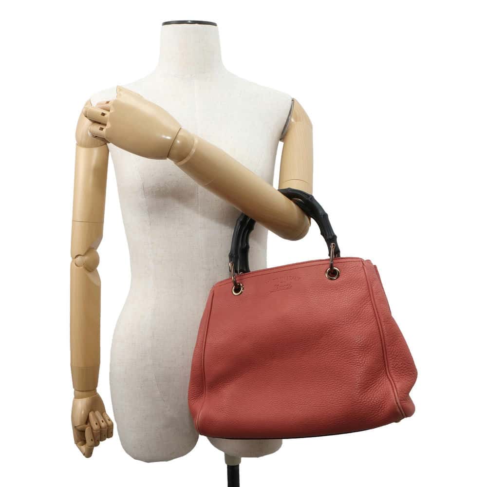 GUCCI Bamboo2wyHandbag Pink 336032 Leather