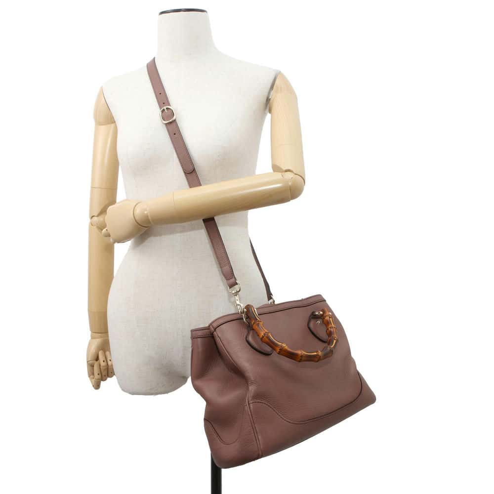 GUCCI Bamboo2wyHandbag Brown 308360 Leather