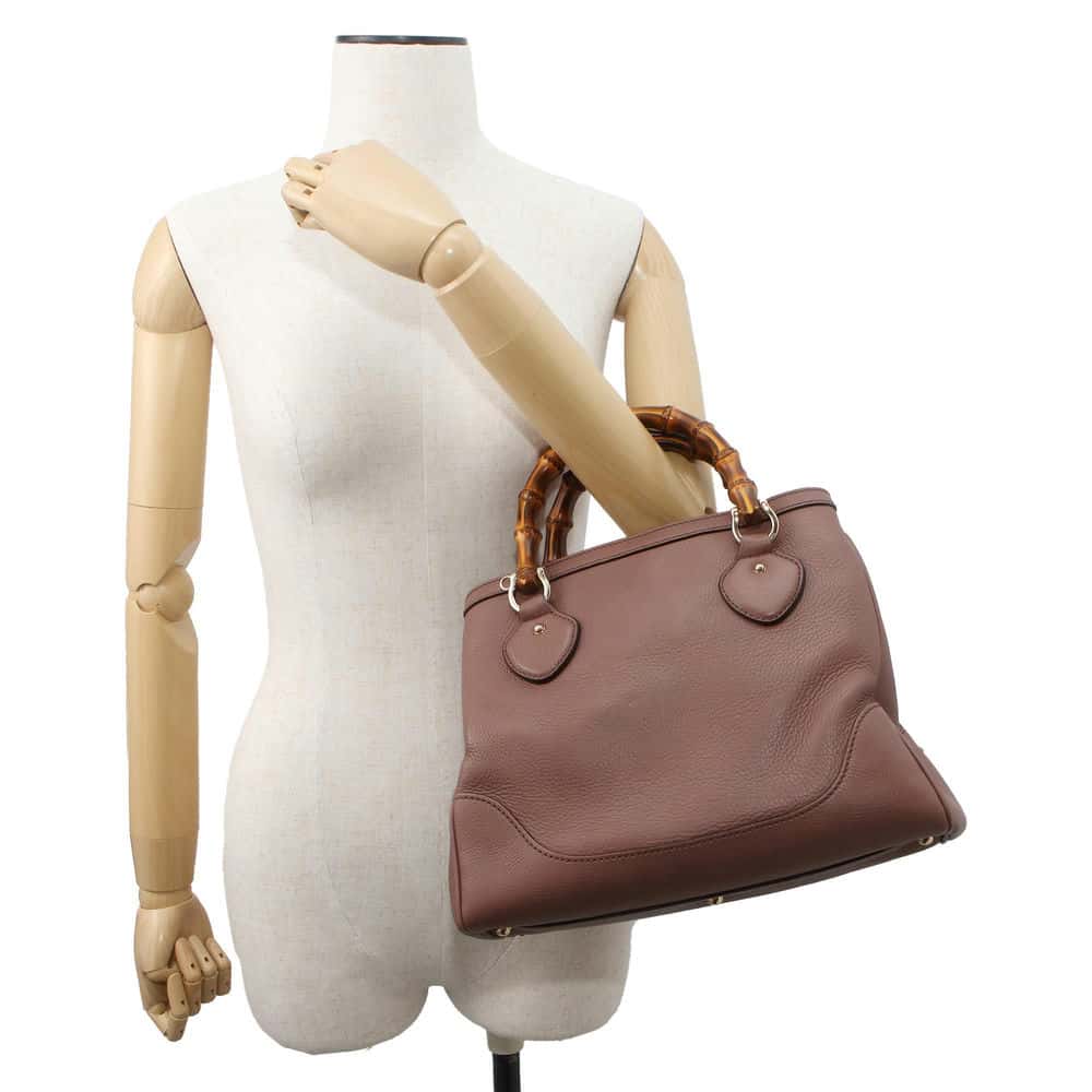 GUCCI Bamboo2wyHandbag Brown 308360 Leather