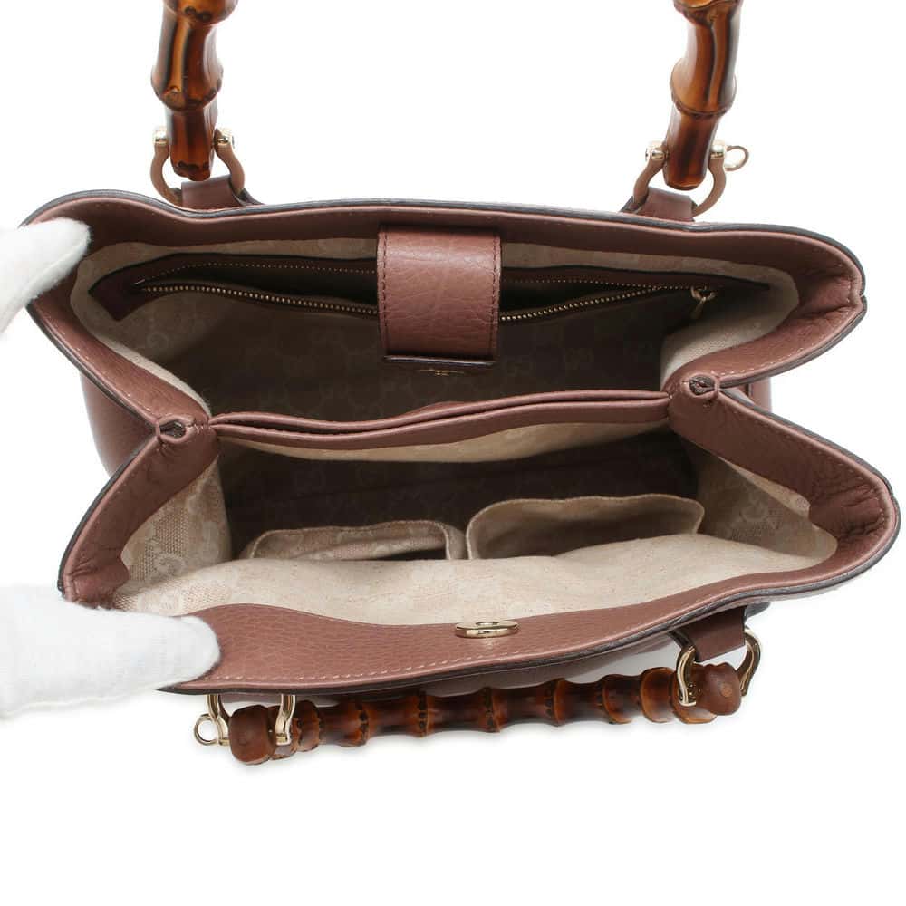 GUCCI Bamboo2wyHandbag Brown 308360 Leather