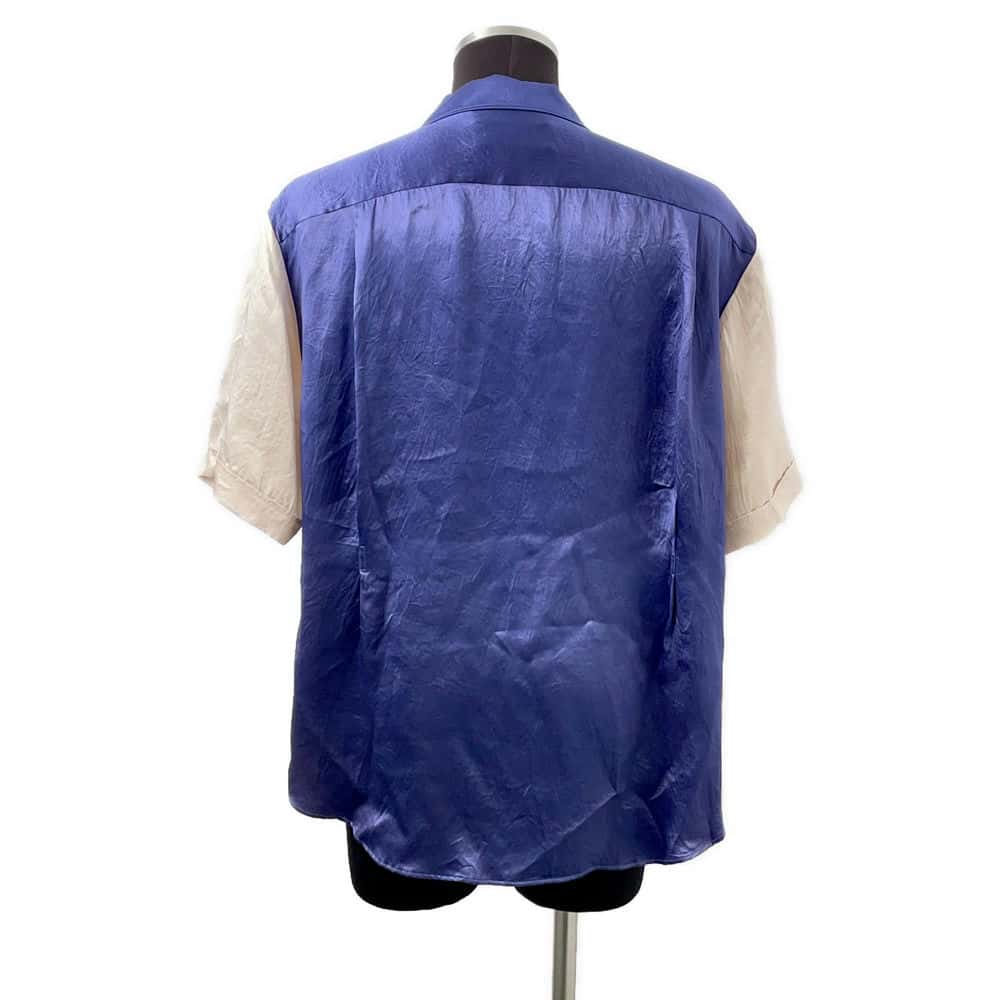 GUCCI Interlocking G open collar shirt Size 48 Purple/Ivory 654894 Acetate100%