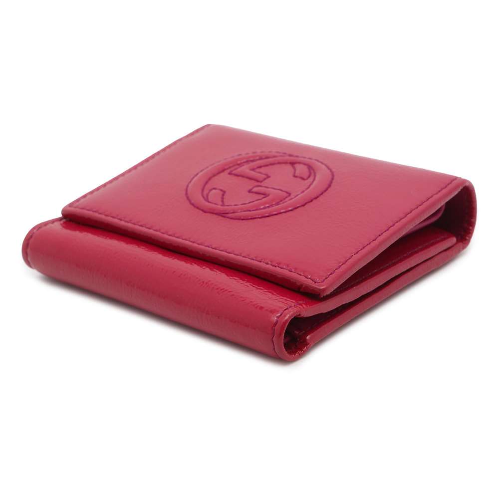 GUCCI Soho Tri-fold Wallet Pink 351485 Patent Leather