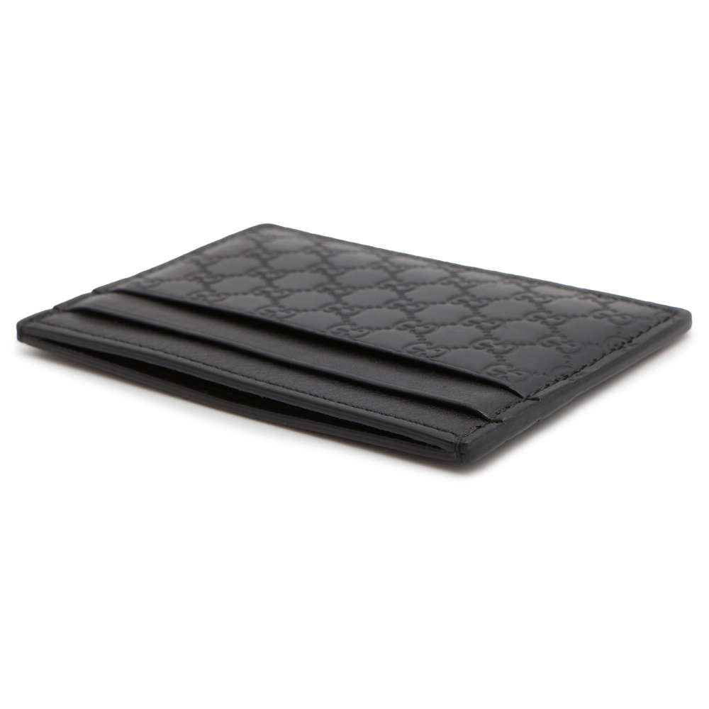 GUCCI Micro GG Card Case Black 262837 Leather