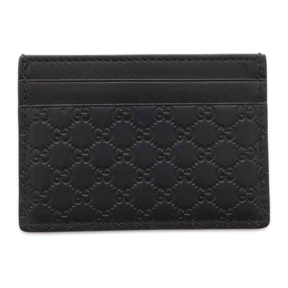 GUCCI Micro GG Card Case Black 262837 Leather