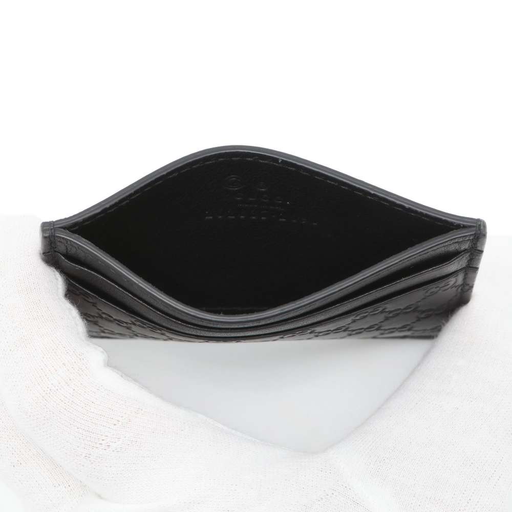 GUCCI Micro GG Card Case Black 262837 Leather