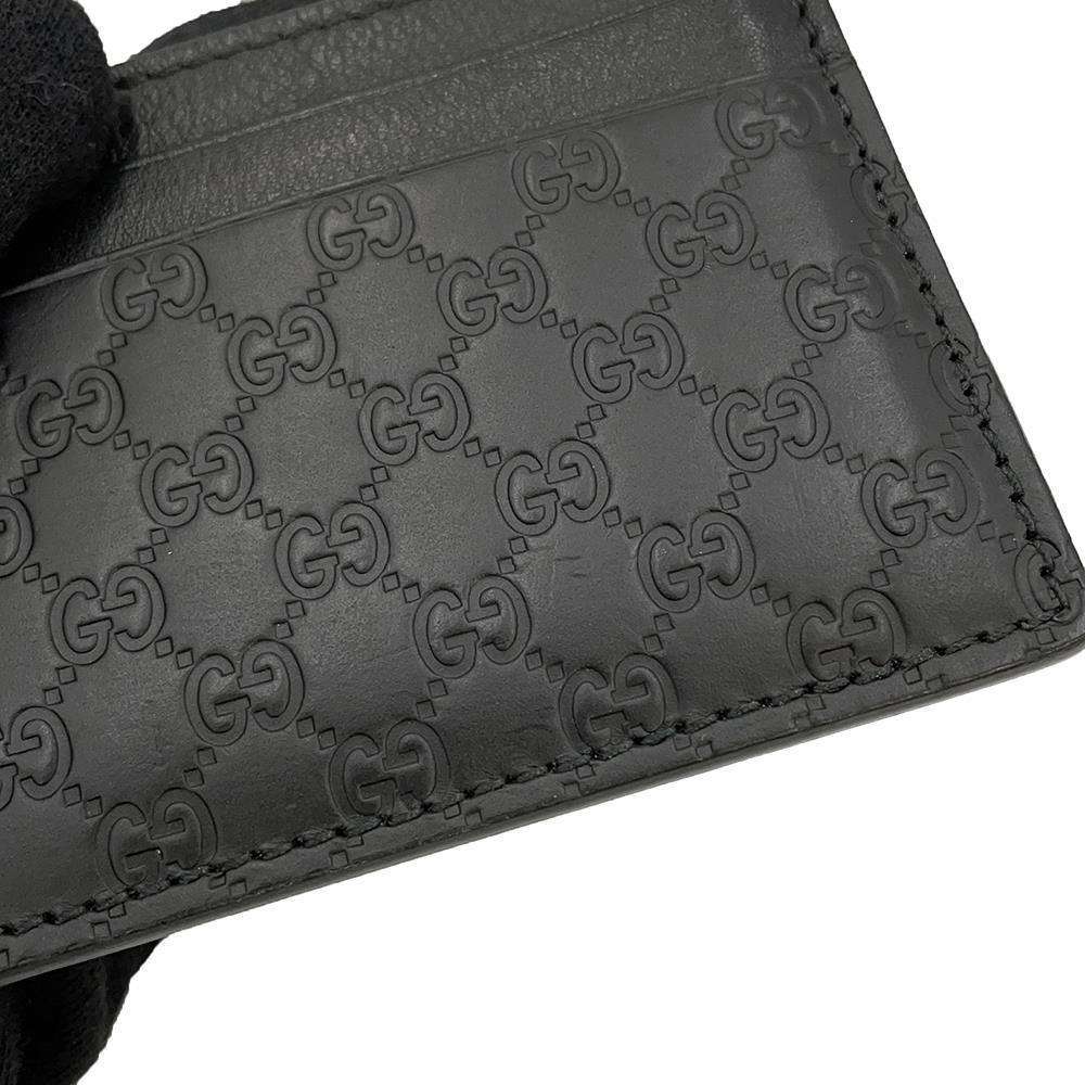 GUCCI Micro GG Card Case Black 262837 Leather