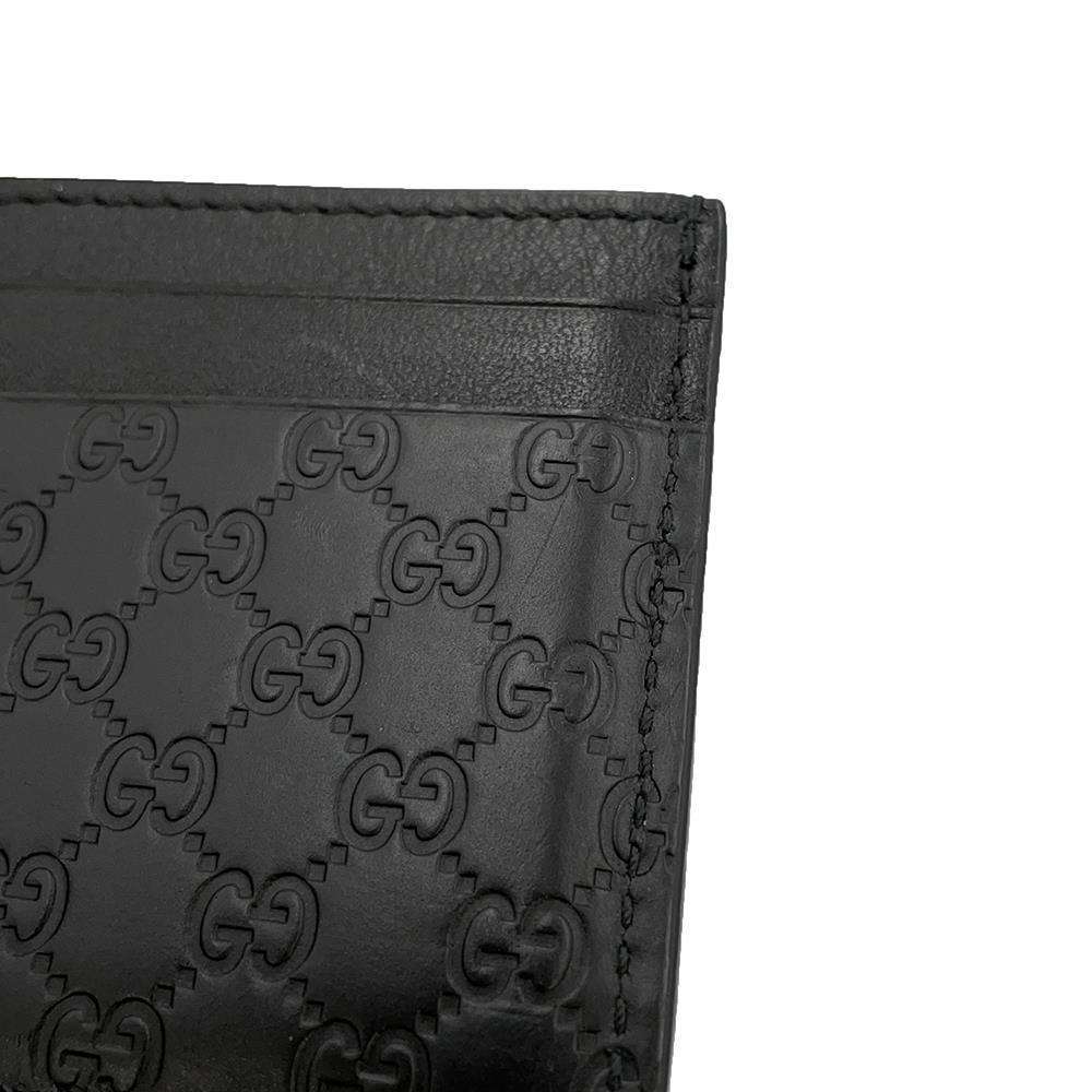 GUCCI Micro GG Card Case Black 262837 Leather