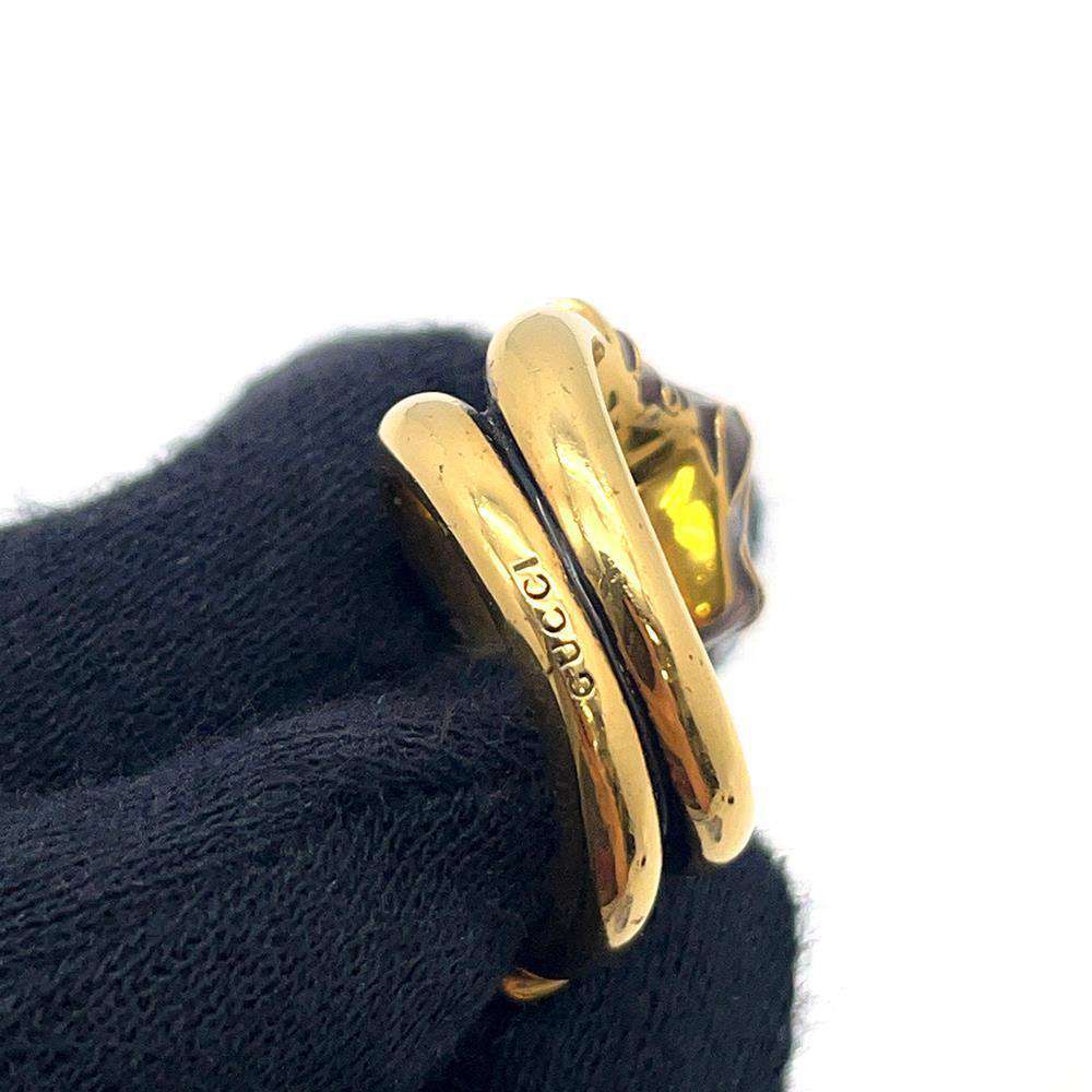 GUCCI Double Tiger Head Ring Size 10 Antique Gold 402269 Metal