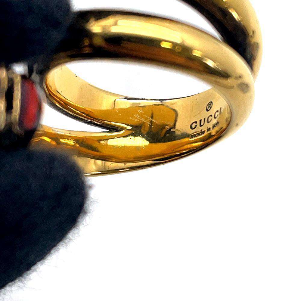 GUCCI Double Tiger Head Ring Size 10 Antique Gold 402269 Metal