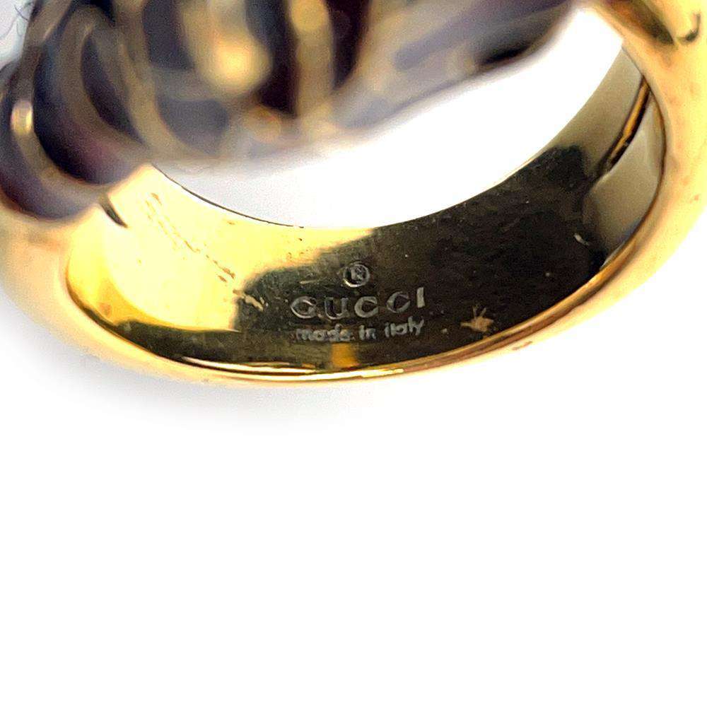 GUCCI Double Tiger Head Ring Size 10 Antique Gold 402269 Metal