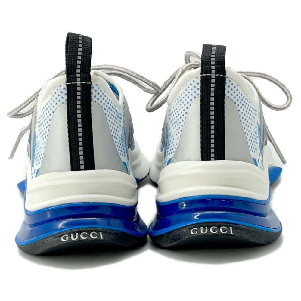 GUCCI GG Technical Knit Sneakers White/Blue 680903 Fabric Rubber Size 37