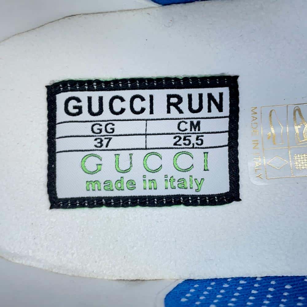 GUCCI GG Technical Knit Sneakers White/Blue 680903 Fabric Rubber Size 37