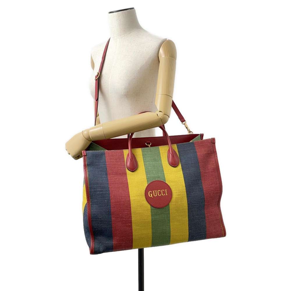 GUCCI Baiadera 2WAY Tote Bag Multicolor 630358 Canvas Leather