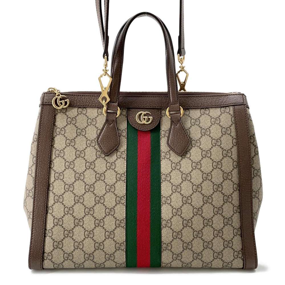 GUCCI Ophidia GGMedium Handbag Beige/Brown 524537 GG SupremeCanvas Leather