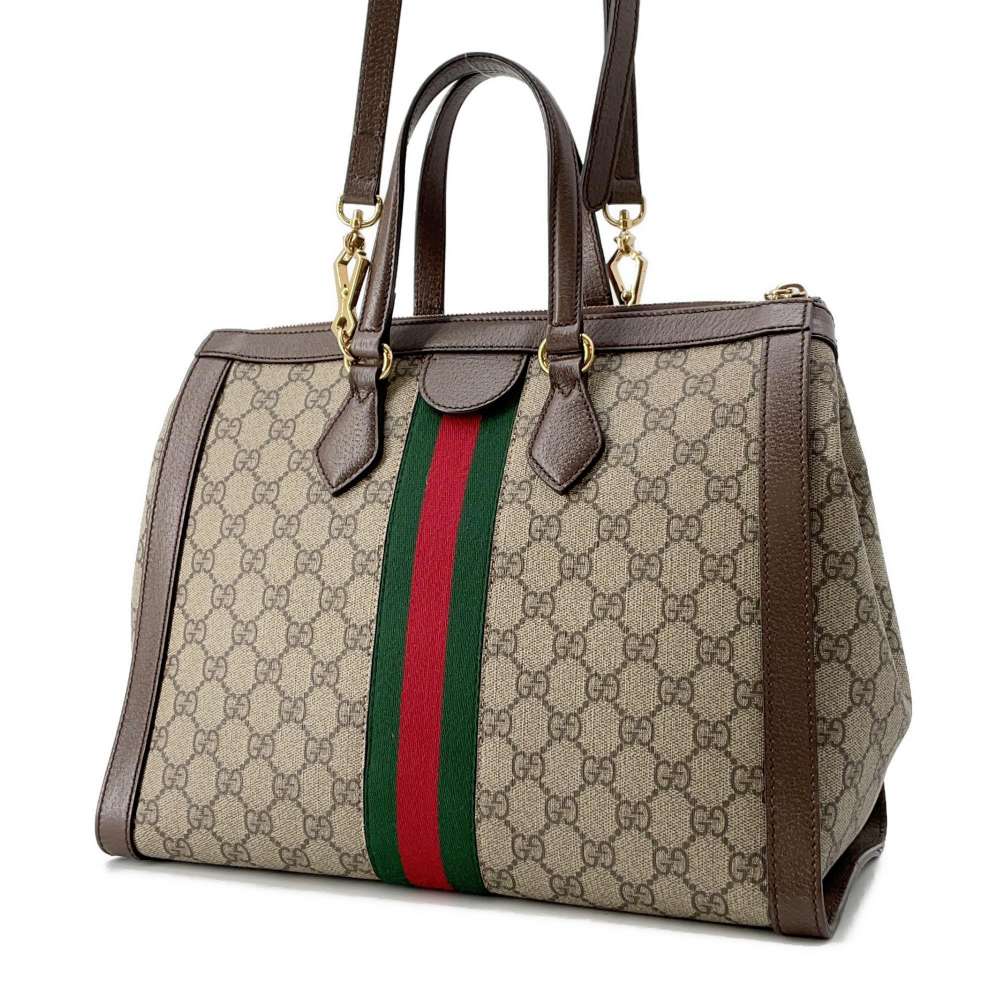 GUCCI Ophidia GGMedium Handbag Beige/Brown 524537 GG SupremeCanvas Leather