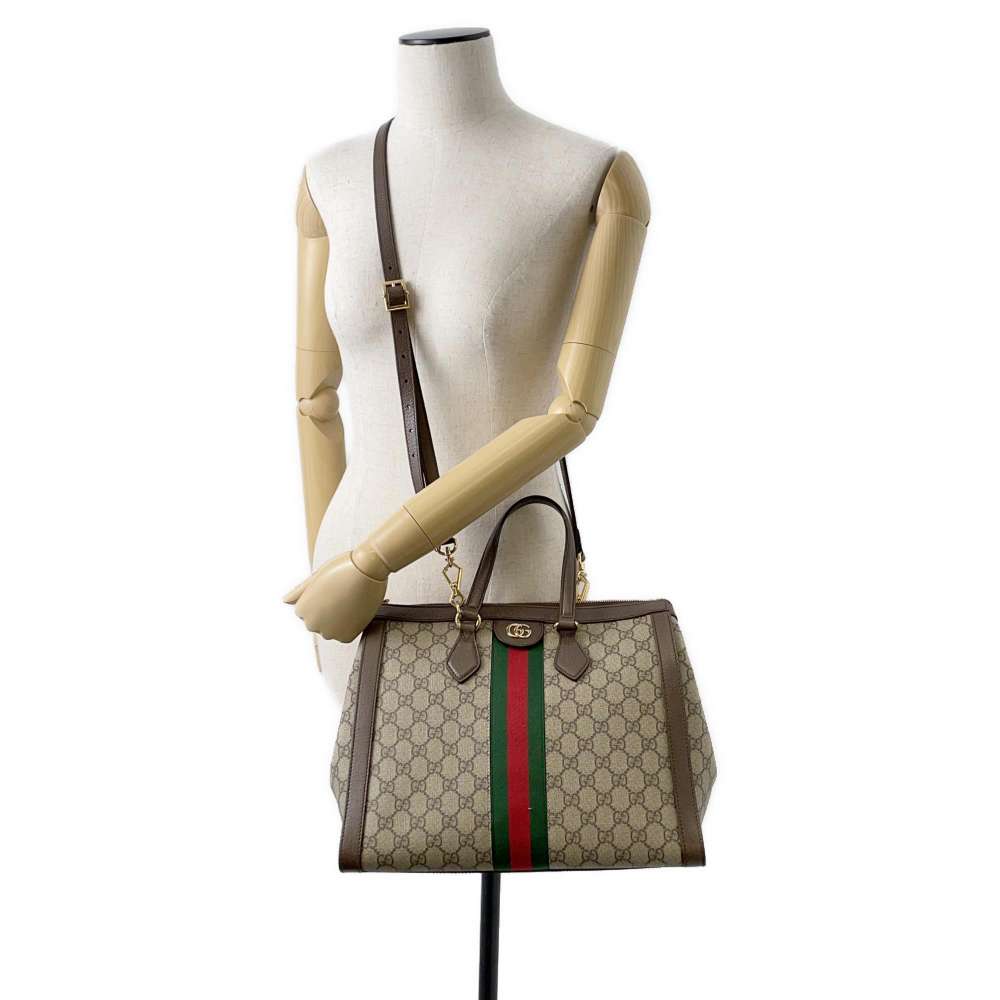 GUCCI Ophidia GGMedium Handbag Beige/Brown 524537 GG SupremeCanvas Leather
