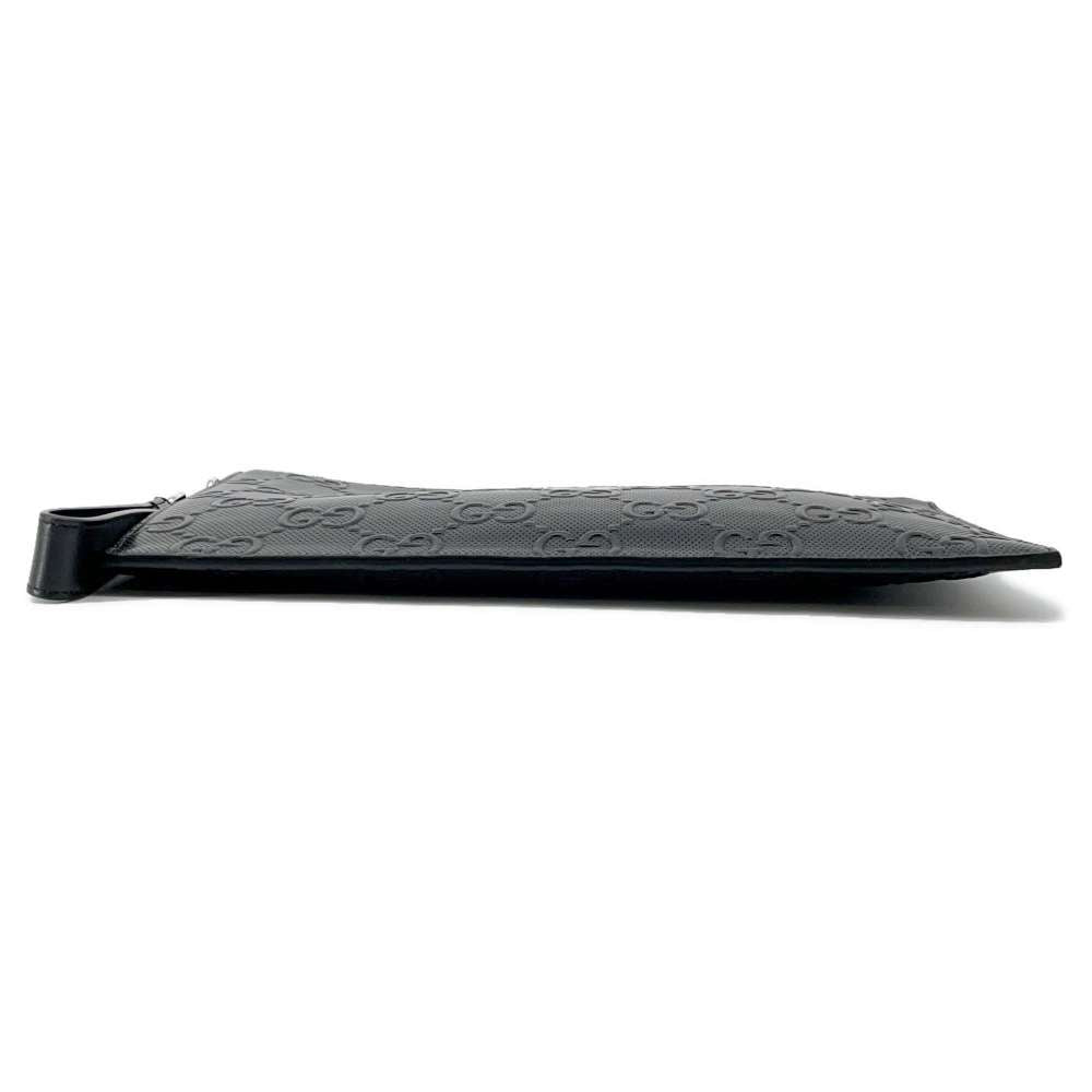 GUCCI GG embossed Clutch Bag Black 625569 Leather