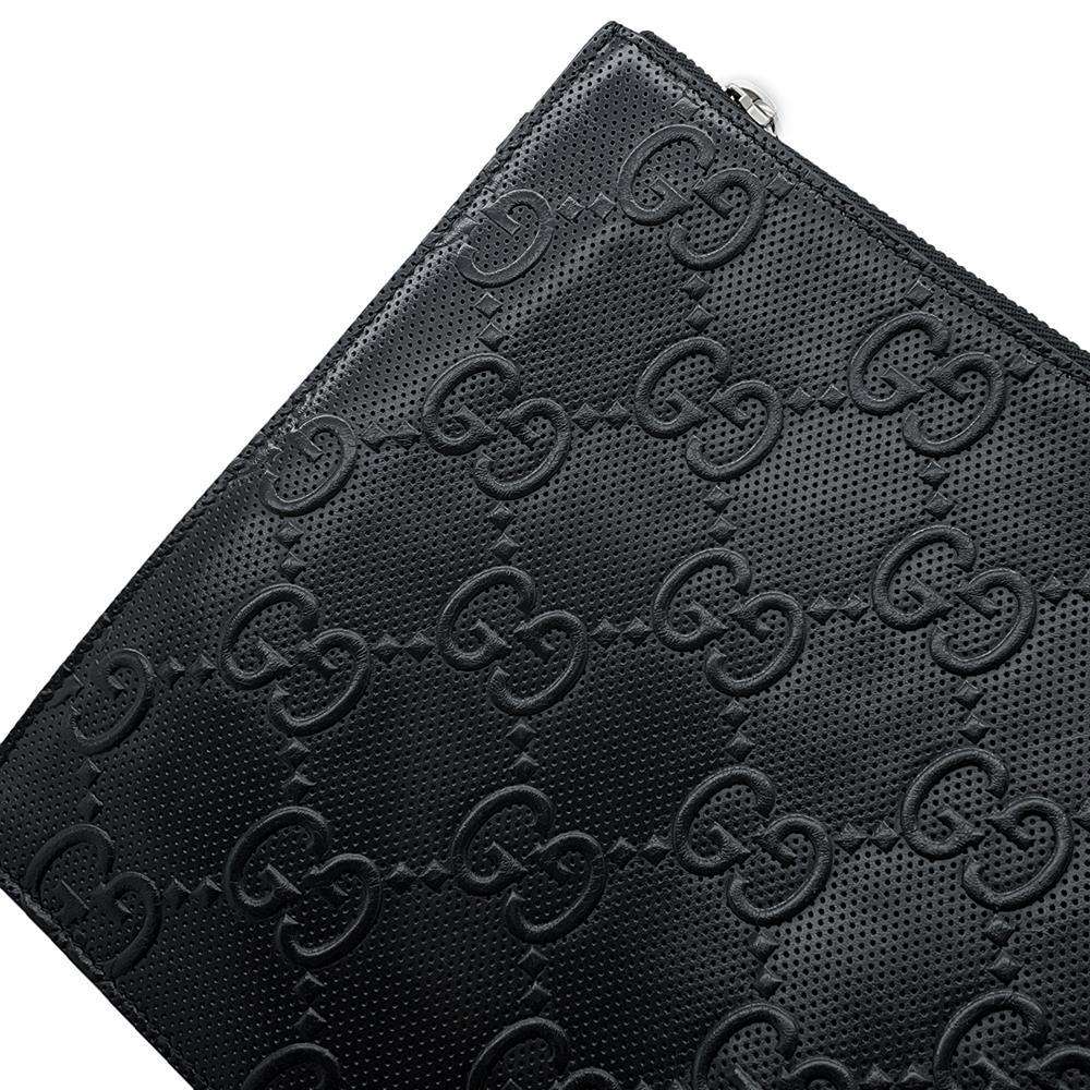 GUCCI GG embossed Clutch Bag Black 625569 Leather