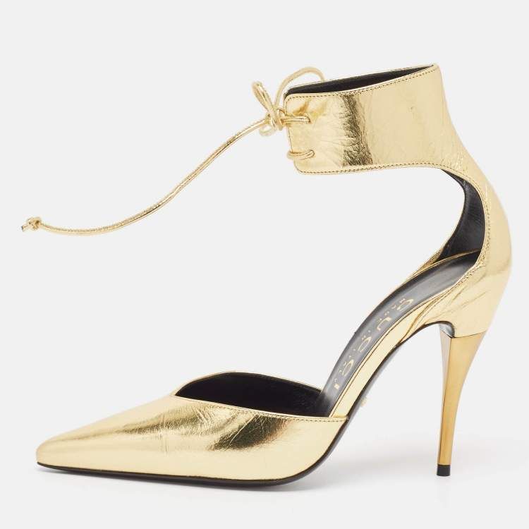 Gucci Priscilla 105mm Metallic Pumps | Gold