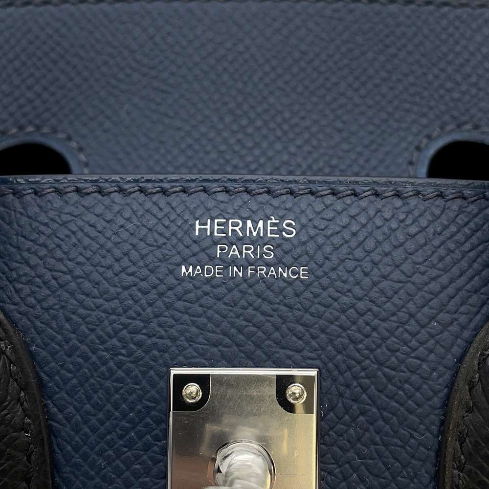 HERMES Birkin tricolor Blue de Prusse/Blue Indigo/Black Epsom Size 25