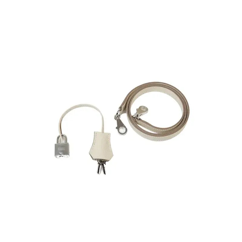 HERMES Kelly 25 Bag Epsom Leather Handbag (25,28) Milkshake White  silver hardware