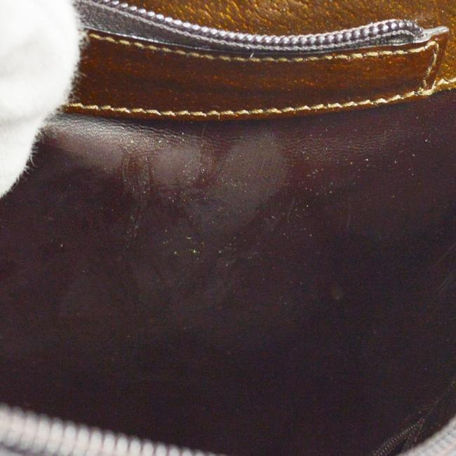 Gucci Vintage Brown Speckled And Glossy Leather With Bamboo Handle Hobo Bag