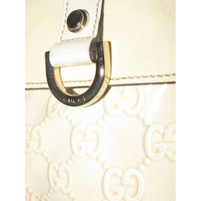 Gucci Abbey Vintage Yellow Large G Logo Print Patent Leather Hobo Bag