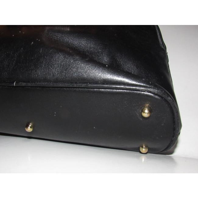 Gucci Vintage Pursesdesigner Purses Dark Navy Leather With Bamboo Handles And Accents Satchel