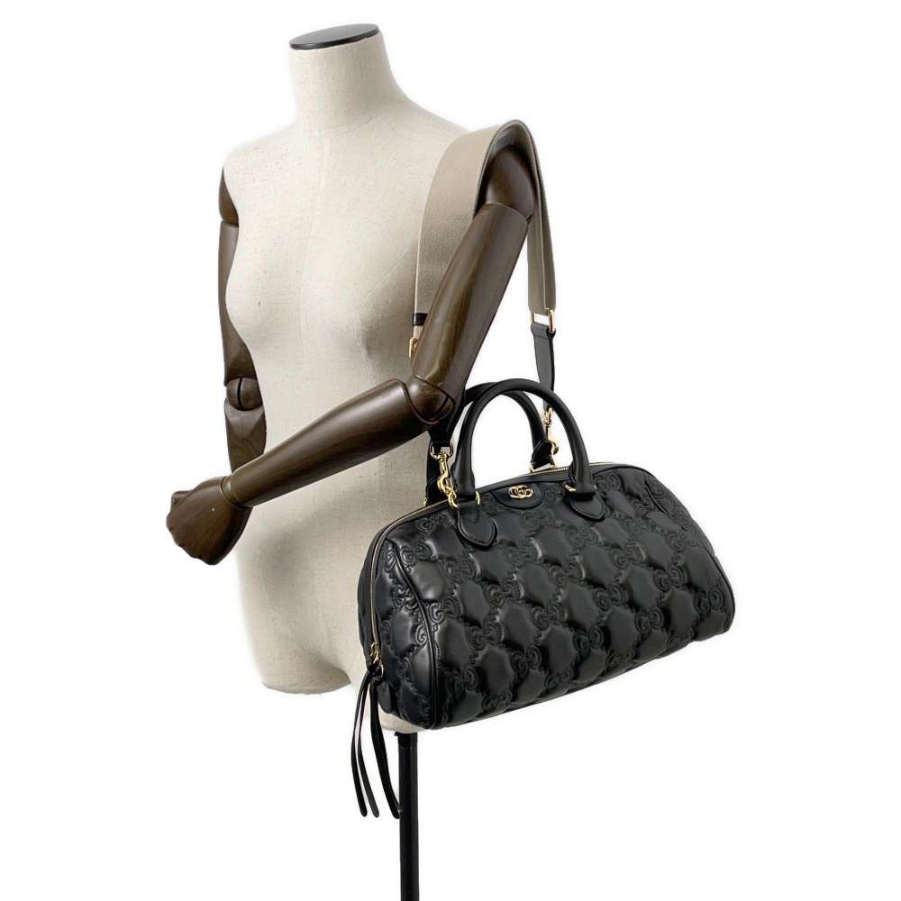 GUCCI GGMatelasse 2wayTravel Bag Black 702242 Leather Size Medium