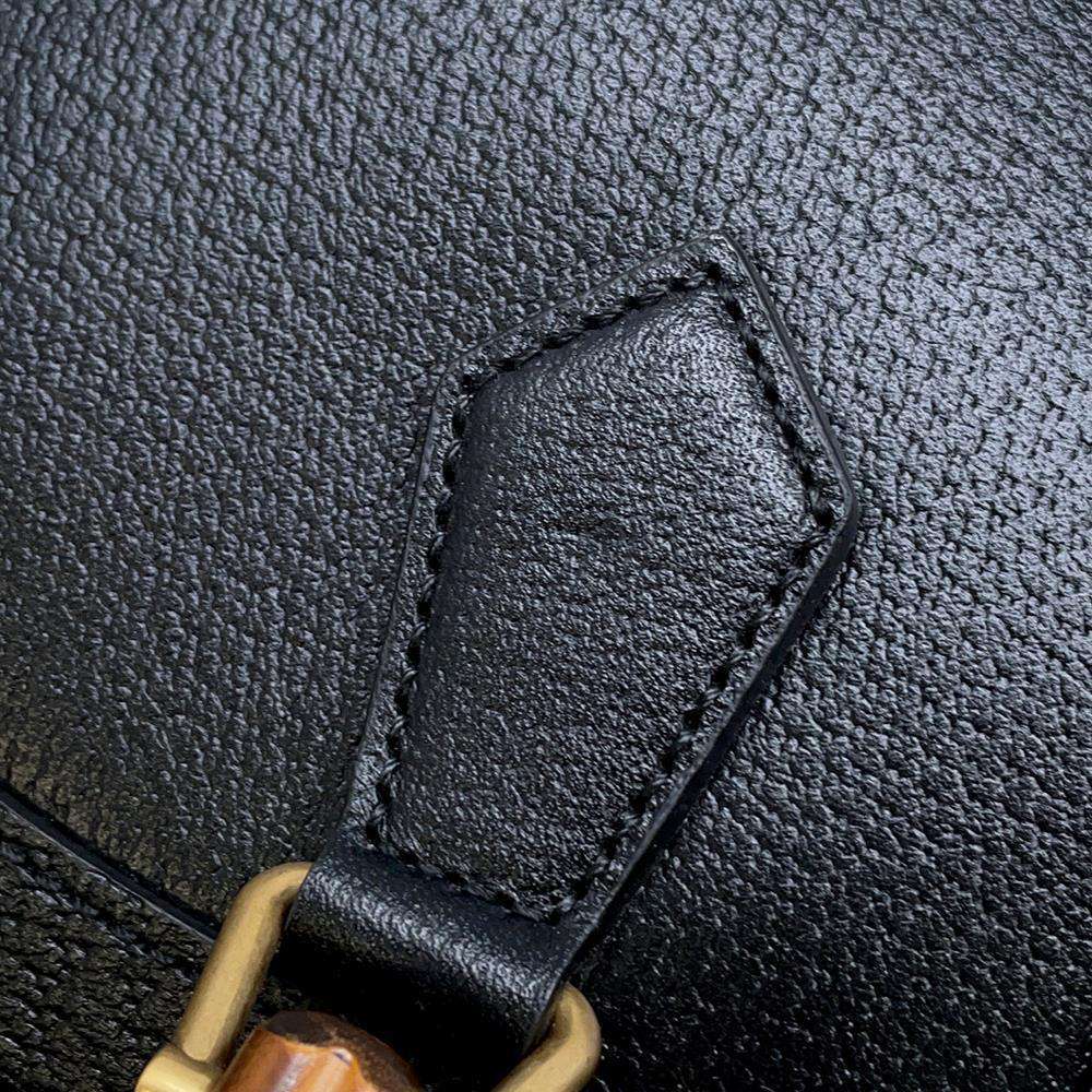 GUCCI Diana Duffle Bag Black 705373 Leather Size Medium
