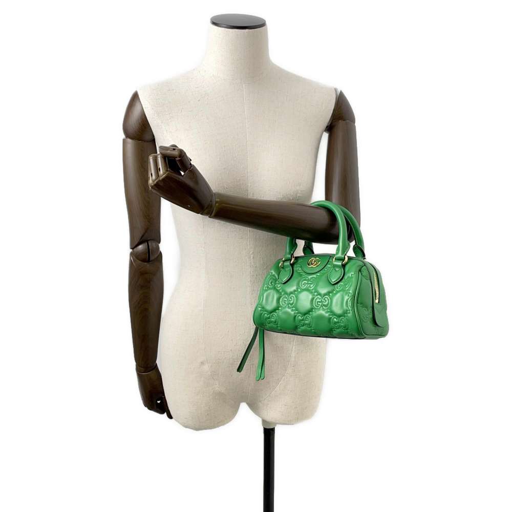GUCCI GGMatelasse 2wayTravel Bag Green 702251 Leather Size Mini