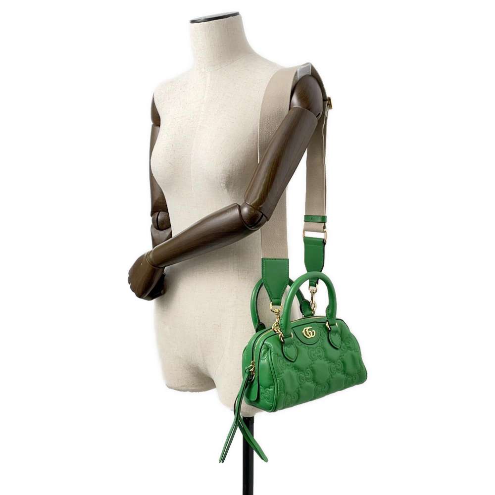 GUCCI GGMatelasse 2wayTravel Bag Green 702251 Leather Size Mini