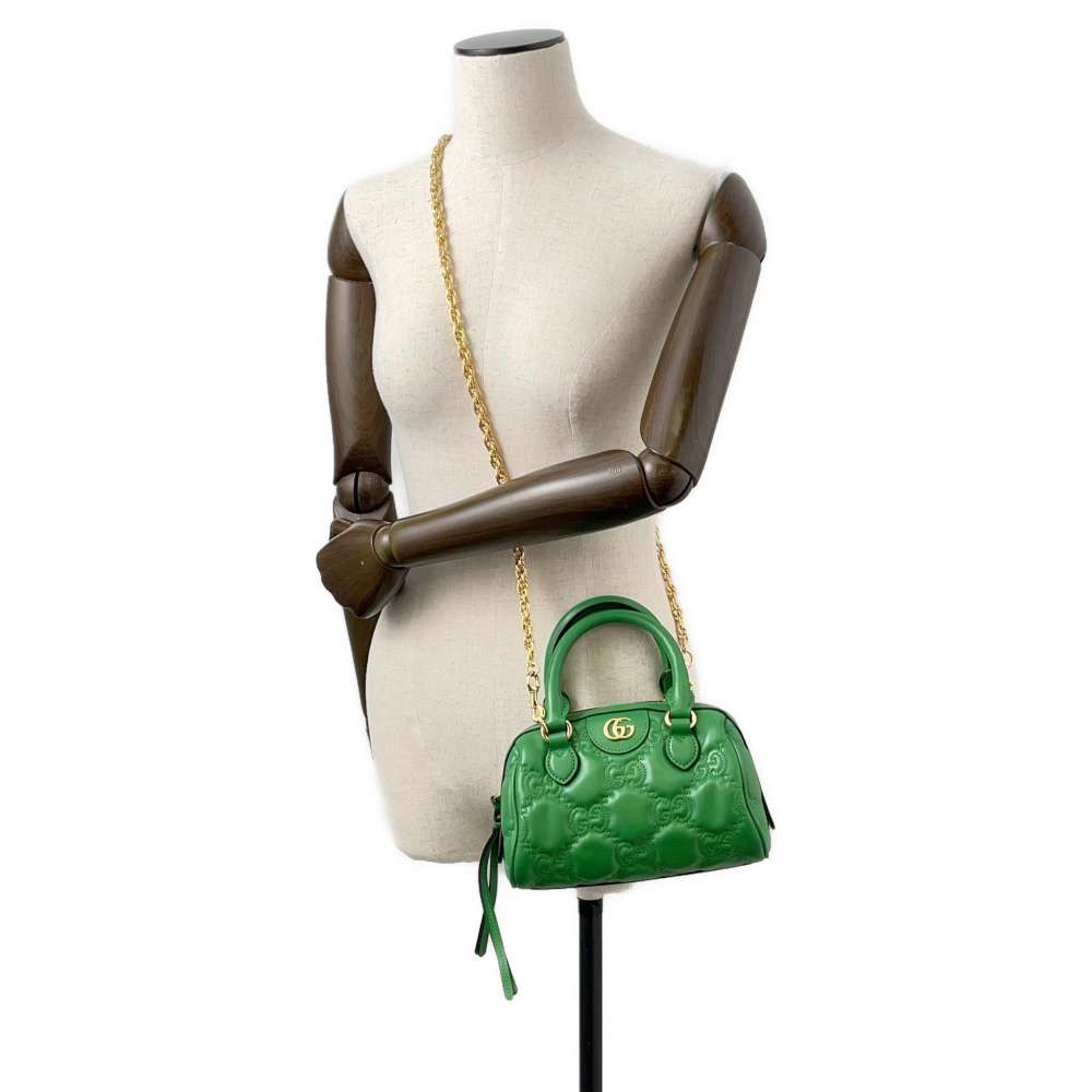 GUCCI GGMatelasse 2wayTravel Bag Green 702251 Leather Size Mini