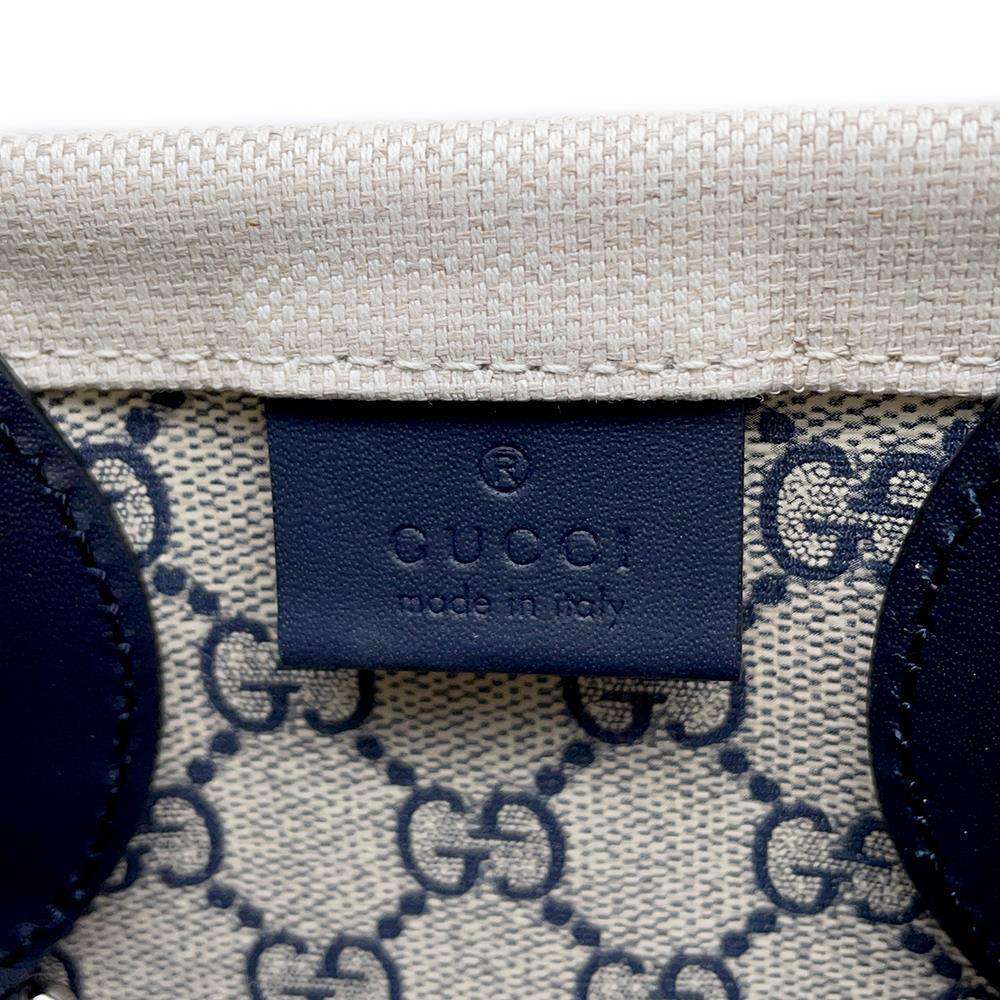 GUCCI Printed 2way Handbag Navy/Beige 772144 Canvas Leather Size Mini