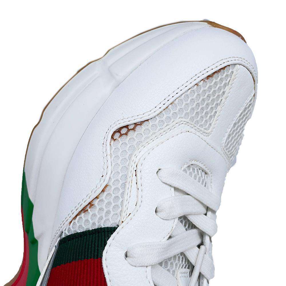 GUCCI Lighton Cherie Line Sneakers White/Red/Green 643491 Leather Size 8