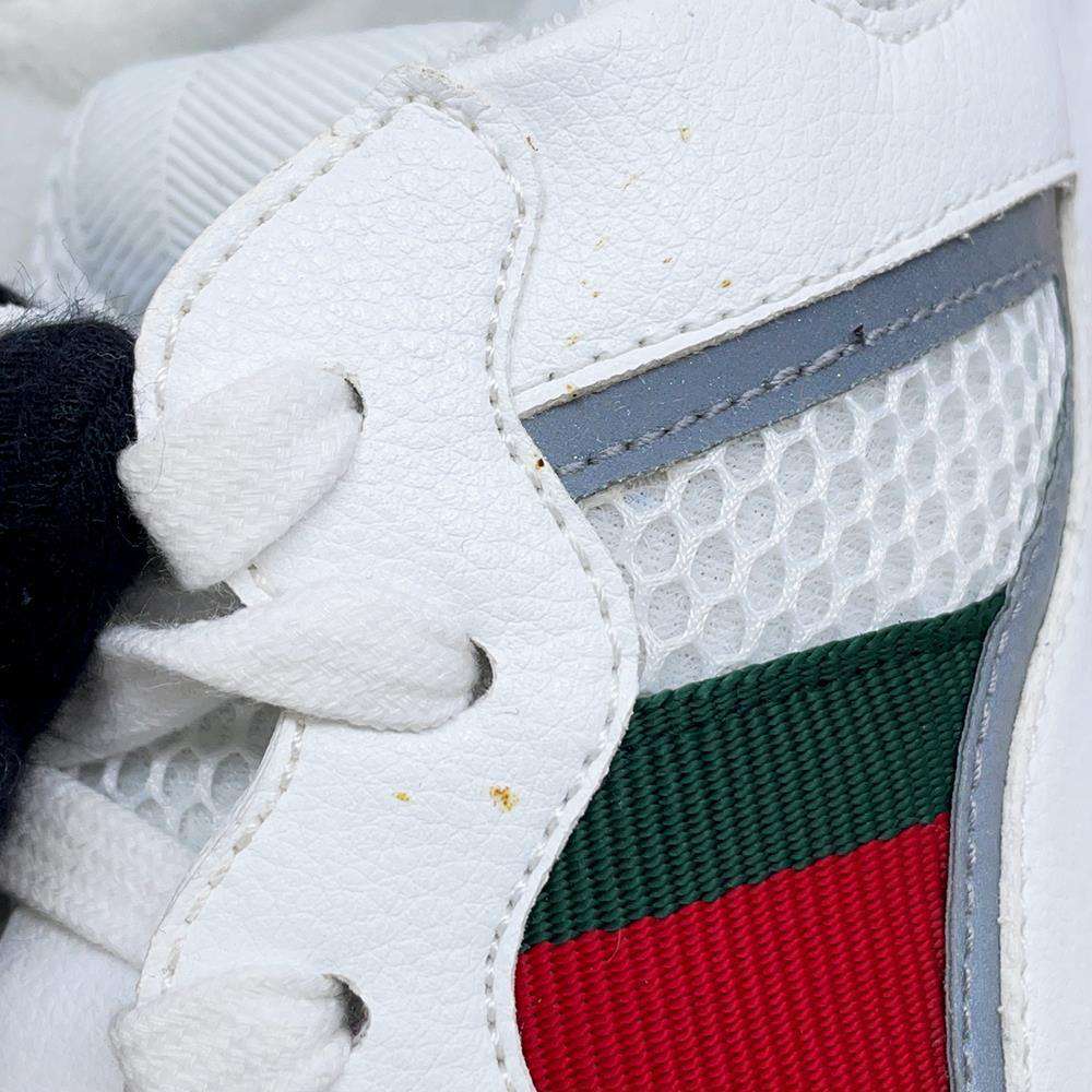 GUCCI Lighton Cherie Line Sneakers White/Red/Green 643491 Leather Size 8