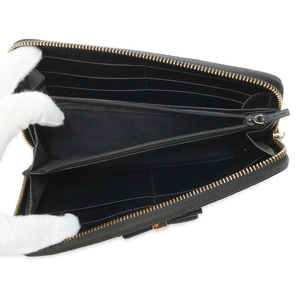 GUCCI Guccissima Zip AroundNagazaiCloth Black 388680 Leather