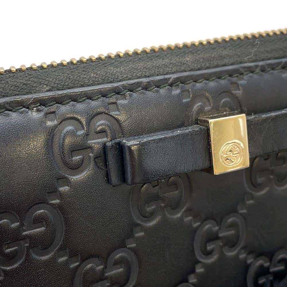 GUCCI Guccissima Zip AroundNagazaiCloth Black 388680 Leather