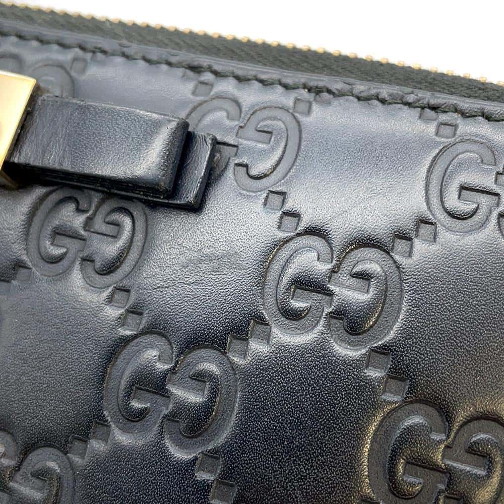 GUCCI Guccissima Zip AroundNagazaiCloth Black 388680 Leather