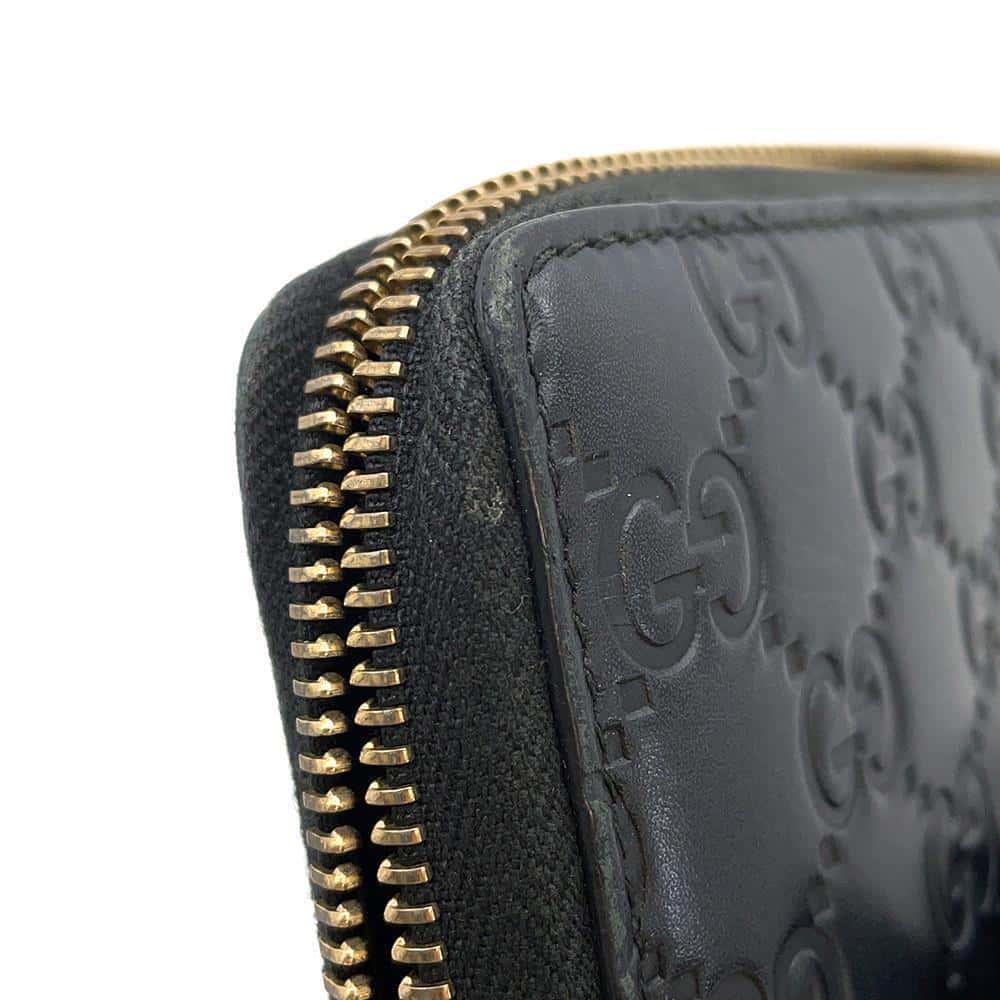 GUCCI Guccissima Zip AroundNagazaiCloth Black 388680 Leather
