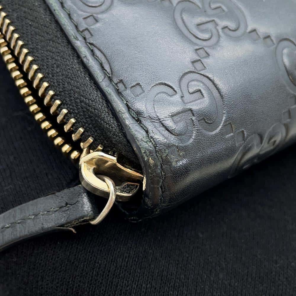GUCCI Guccissima Zip AroundNagazaiCloth Black 388680 Leather