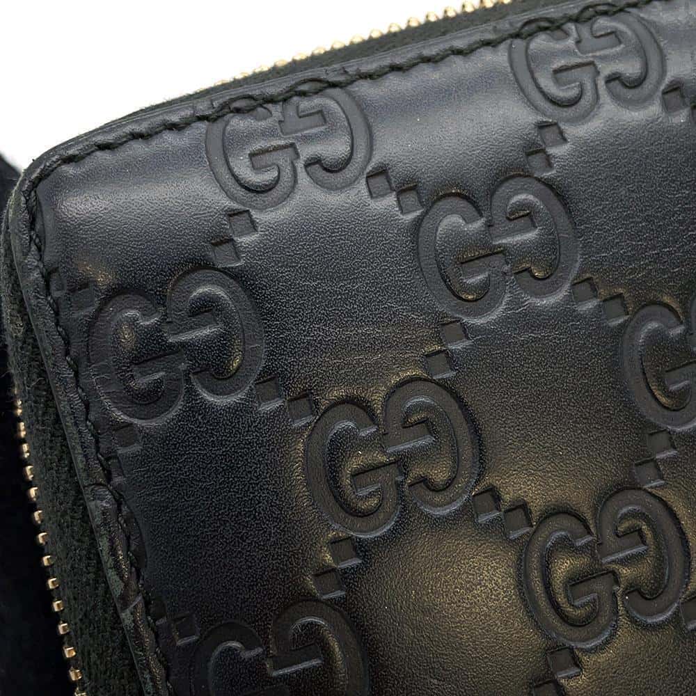 GUCCI Guccissima Zip AroundNagazaiCloth Black 388680 Leather