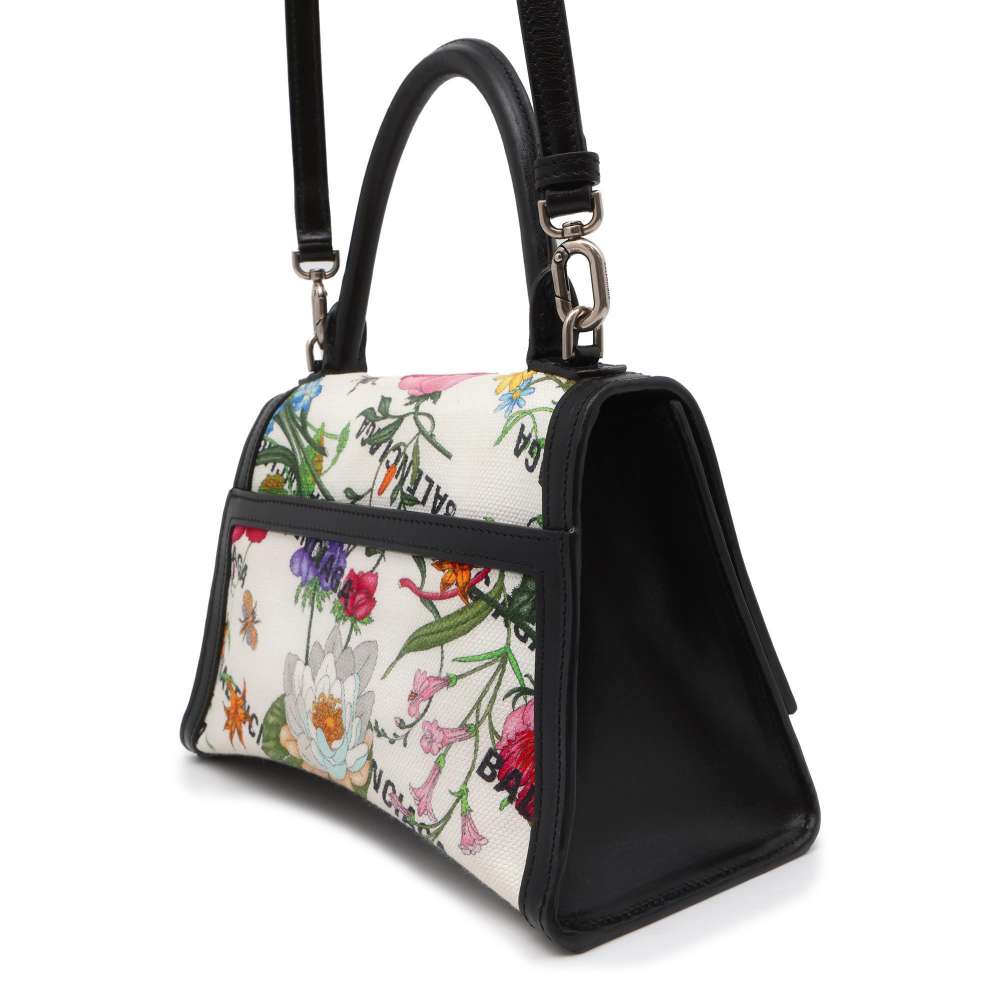 GUCCI Hacker Project Flora Hourglass Handbag White/Multicolor/Black 681697 Canvas Leather Size Small