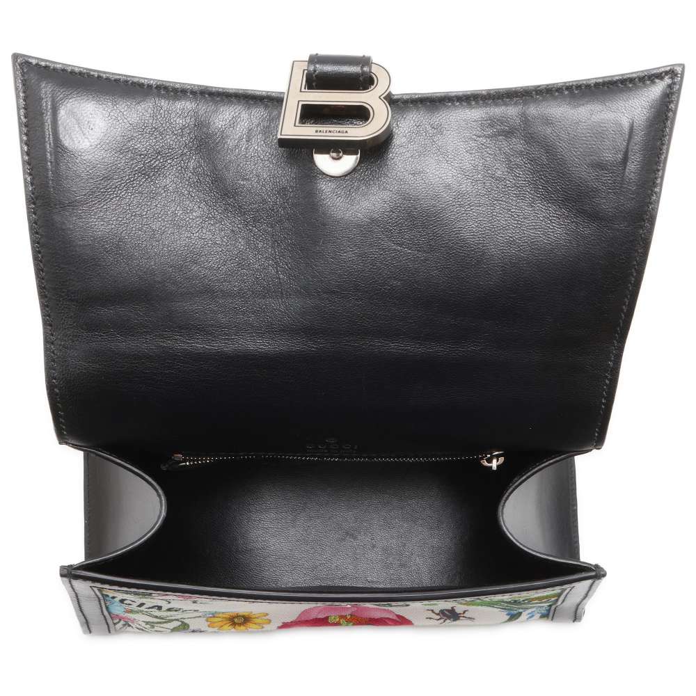 GUCCI Hacker Project Flora Hourglass Handbag White/Multicolor/Black 681697 Canvas Leather Size Small