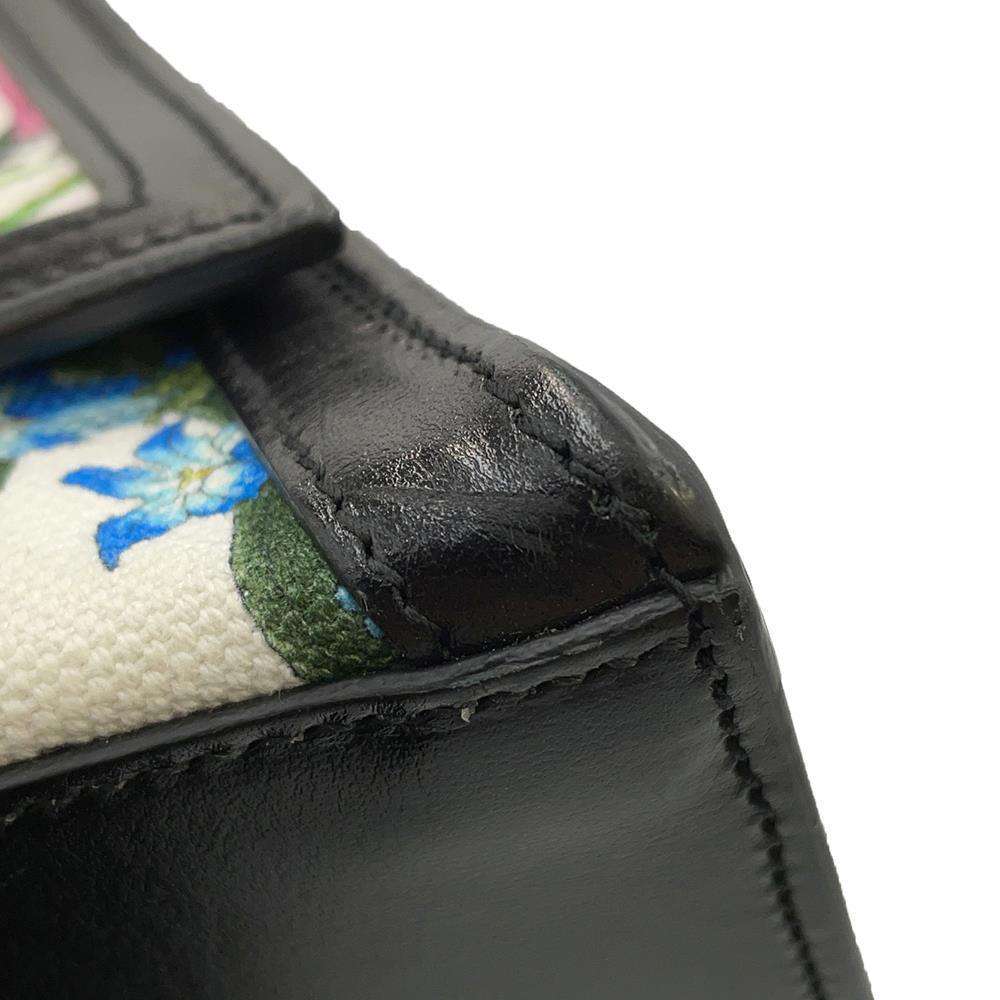 GUCCI Hacker Project Flora Hourglass Handbag White/Multicolor/Black 681697 Canvas Leather Size Small